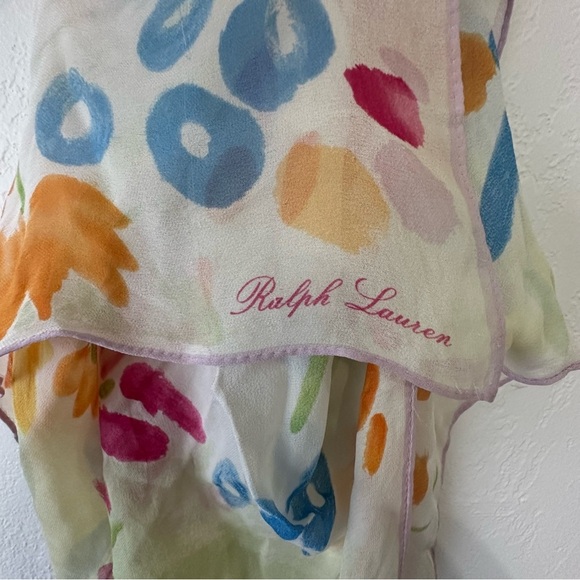 Vintage Ralph Lauren Silk Spring Florals Square Scarf - Picture 5 of 9